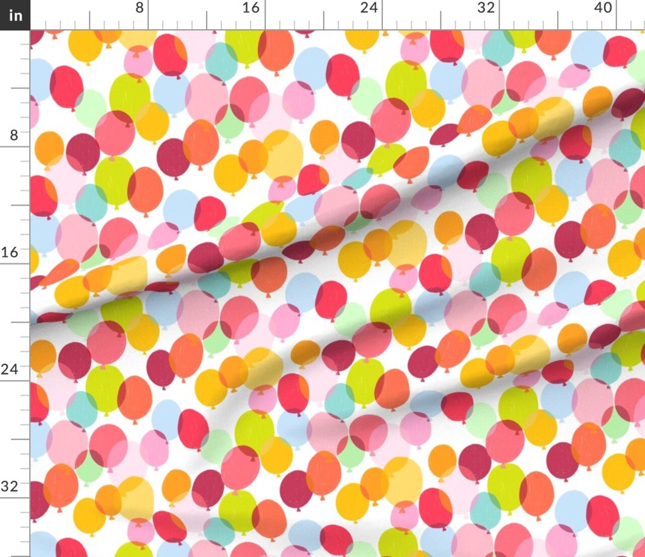 Bright Balloons Birthday Party Colorful Happy Orange Red Pink Custom Printed Fabric by Spoonflower Various Fabrics by the Yard or Fat Quarter